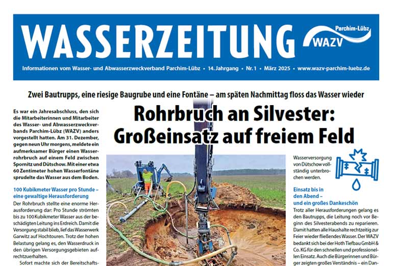 Foto einer Seite der Wasserzeitung