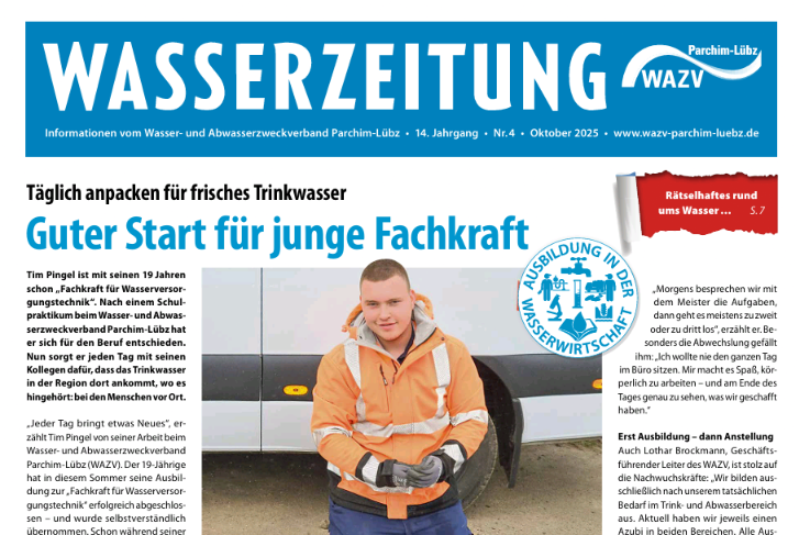 Foto einer Seite der Wasserzeitung