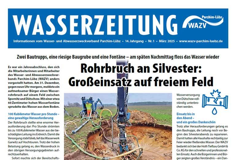 Foto einer Seite der Wasserzeitung